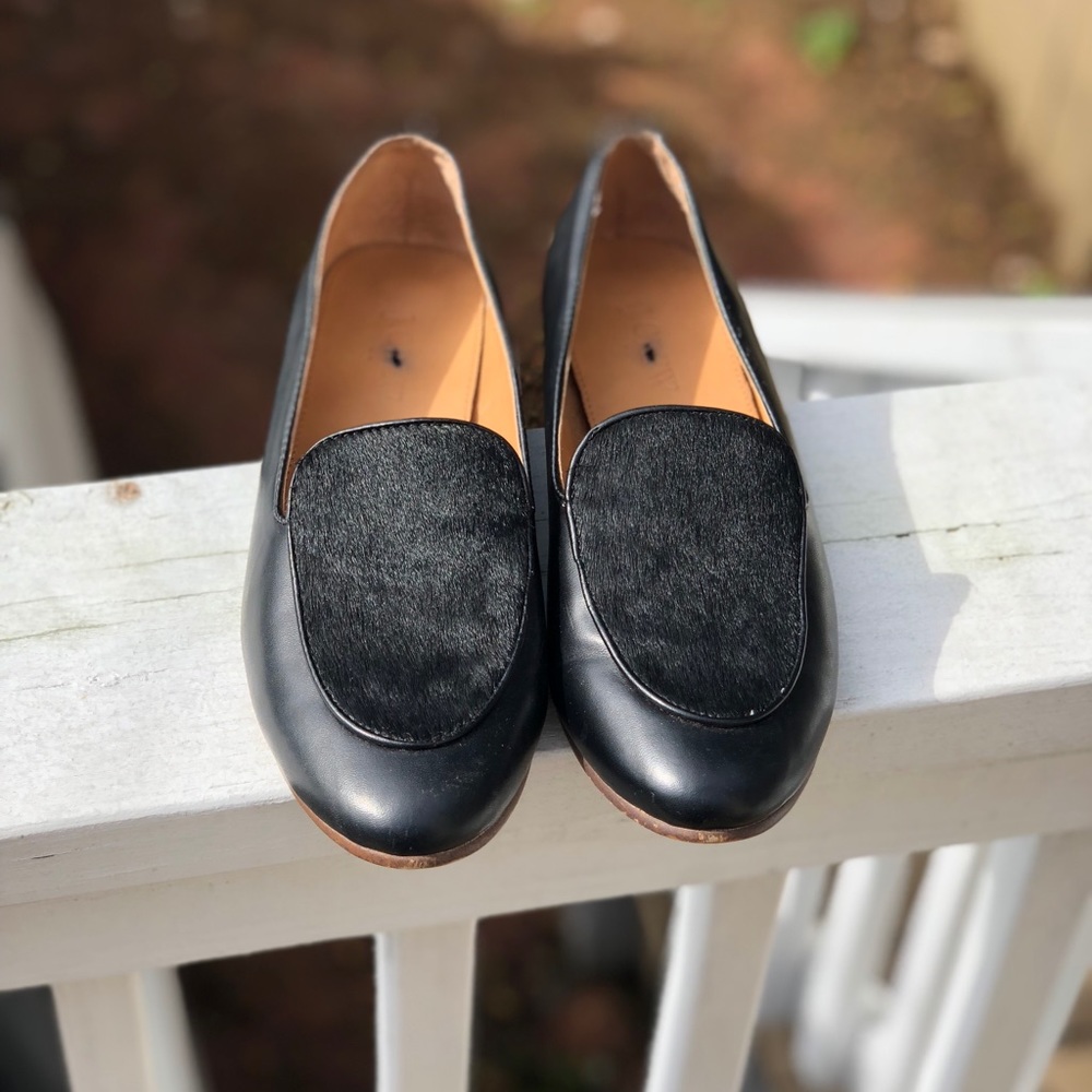 J. Crew Collection Black Calf Hair Loafers 8